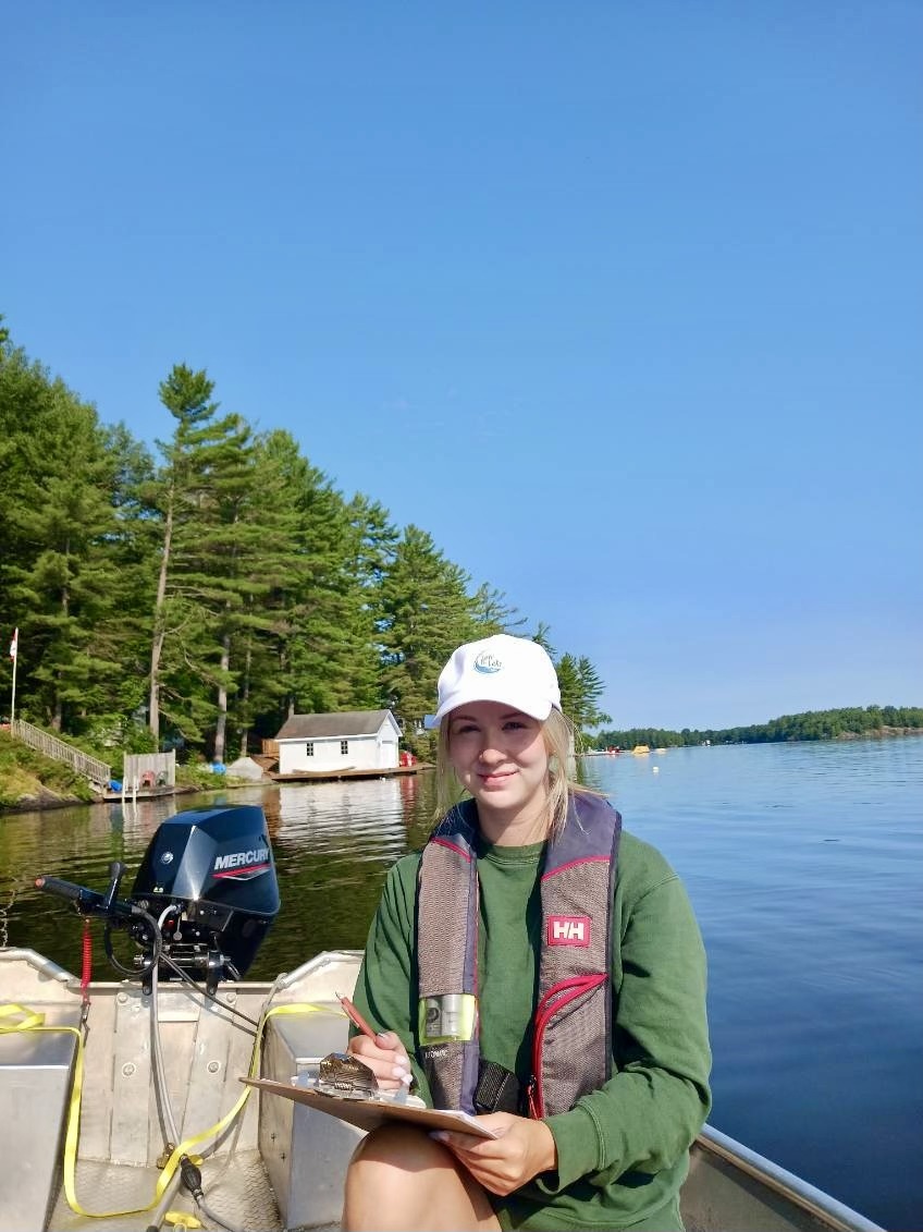 Photo of Kate conducting shoreline assessments on Silver Lake in Gravenhurst for the Love Your Lake program